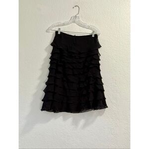 Tadashi Collection Womens Silk tiered Skirt Black Lined  Size 6